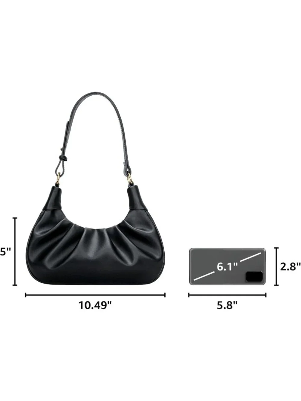 Crescent Ruched Mini Hobo Bag - Stylish Underarm Purse for Women, Chic Shoulder